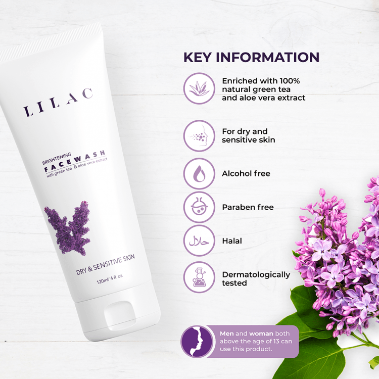 LILAC skin care product Brightening Face Wash Dry And Sensitive Skin-120ml - Image 2