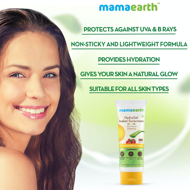Mamaearth hydraGel indian sunscreen with aloe vera & raspberry for sun protection-50g - Image 4