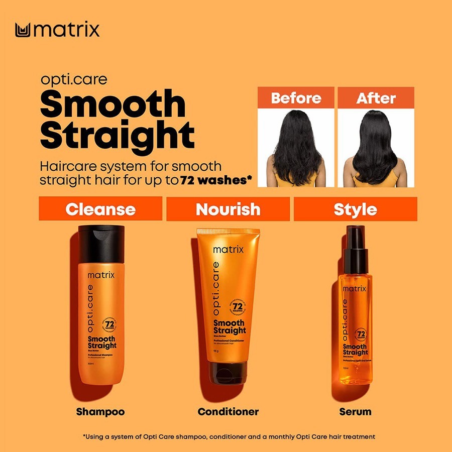 Matrix Opti.Care Professional ANTI-FRIZZ Kit | For Salon Smooth, Straight hair | with Shea Butter | Shampoo 200ml + Conditioner 98g + Hair Serum 100ml - Image 2