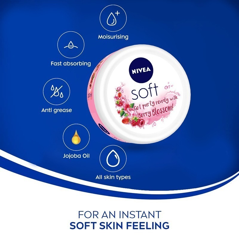 NIVEA Soft Skin Moisturizing Cream Berry Blossom-50ml - Image 3