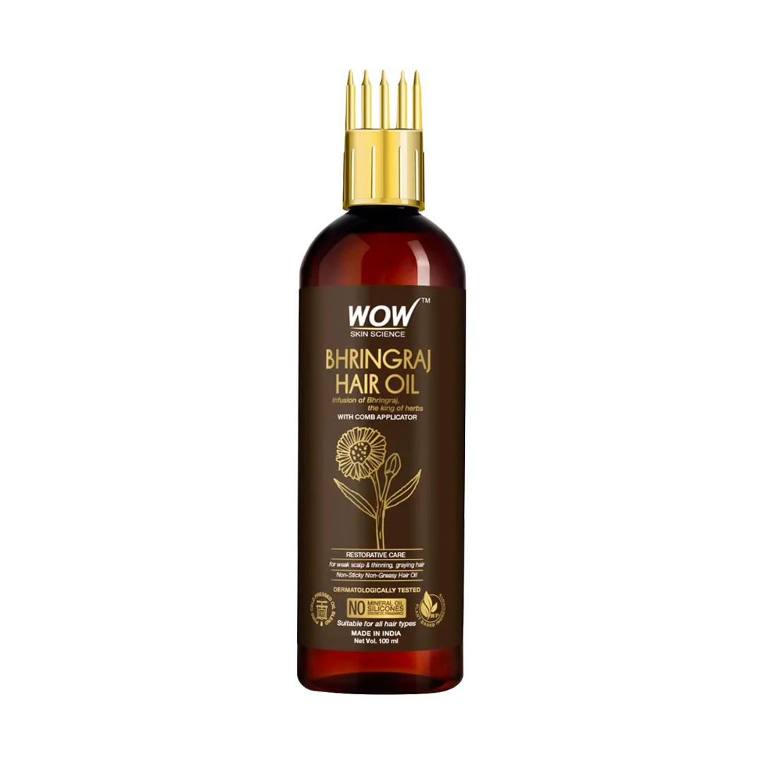 Wow Skin Science Bhringraj Hair Oil 100ml With Comb Applicator - Image 2