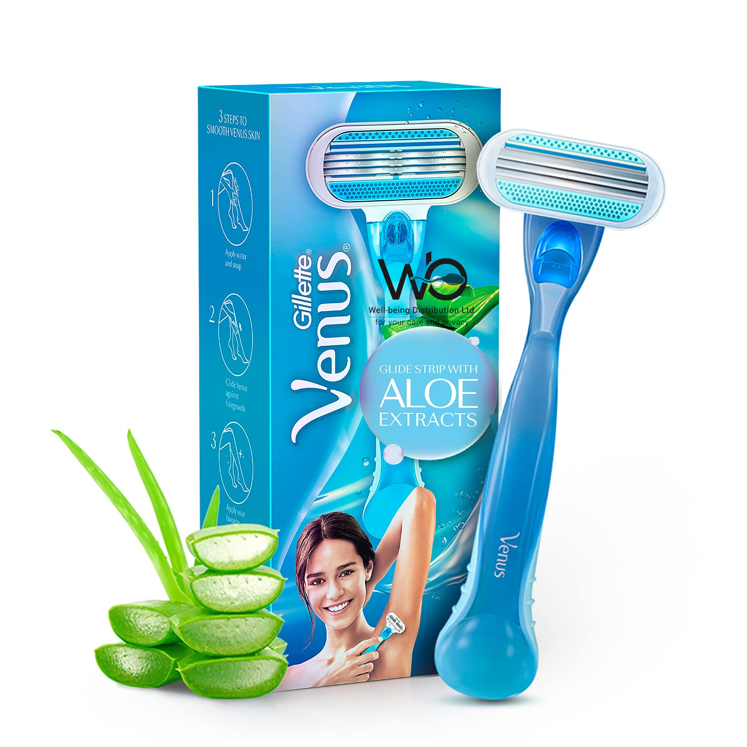 Gillette Venus Smooth Hair Removal Razor for Women with Aloe Vera - Image 2