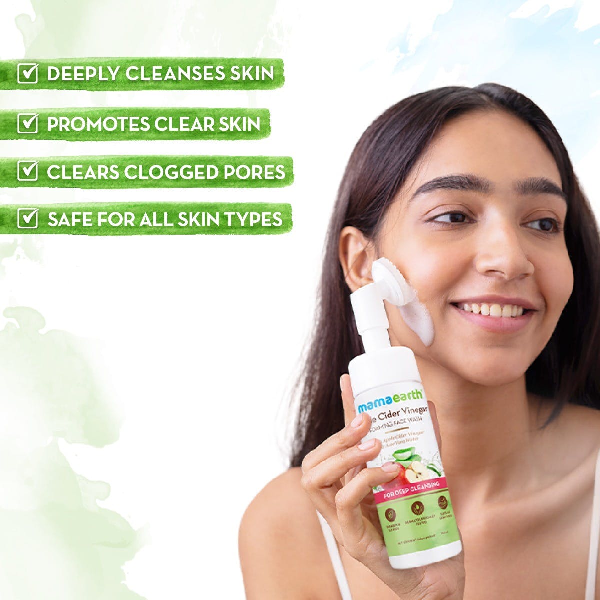 Mamaearth Apple Cider Vinegar Foaming Face Wash with Apple Cider Vinegar and Aloe Vera Water for Deep Cleansing-150ml - Image 2