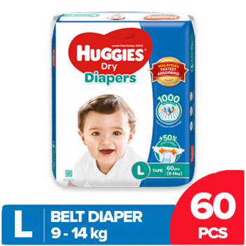 Huggies Dry Belt Baby Diaper (L) Large 9-14 Kg-60 Pieces