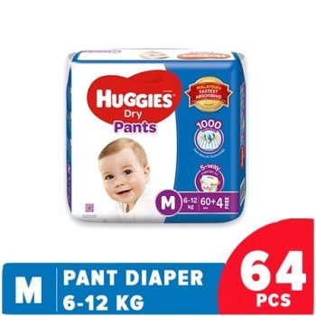 Huggies Dry Pant Baby Diaper (M) Medium 6-12 Kg-64 Pieces