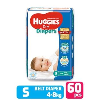 Huggies Dry Belt Baby Diaper (S) Small 4-8 Kg-60 Pieces