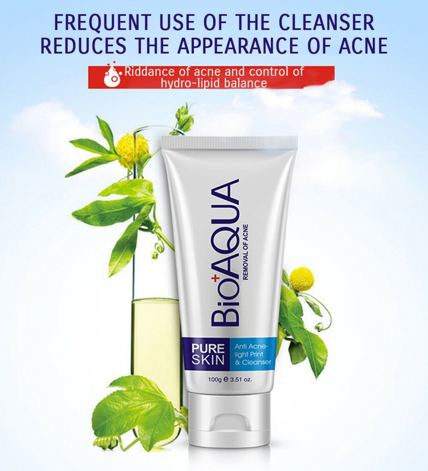 BIOAQUA Skin Care Acne Face Removal Cleanser Cream Spots Scar Blemish Mark-100g - Image 2